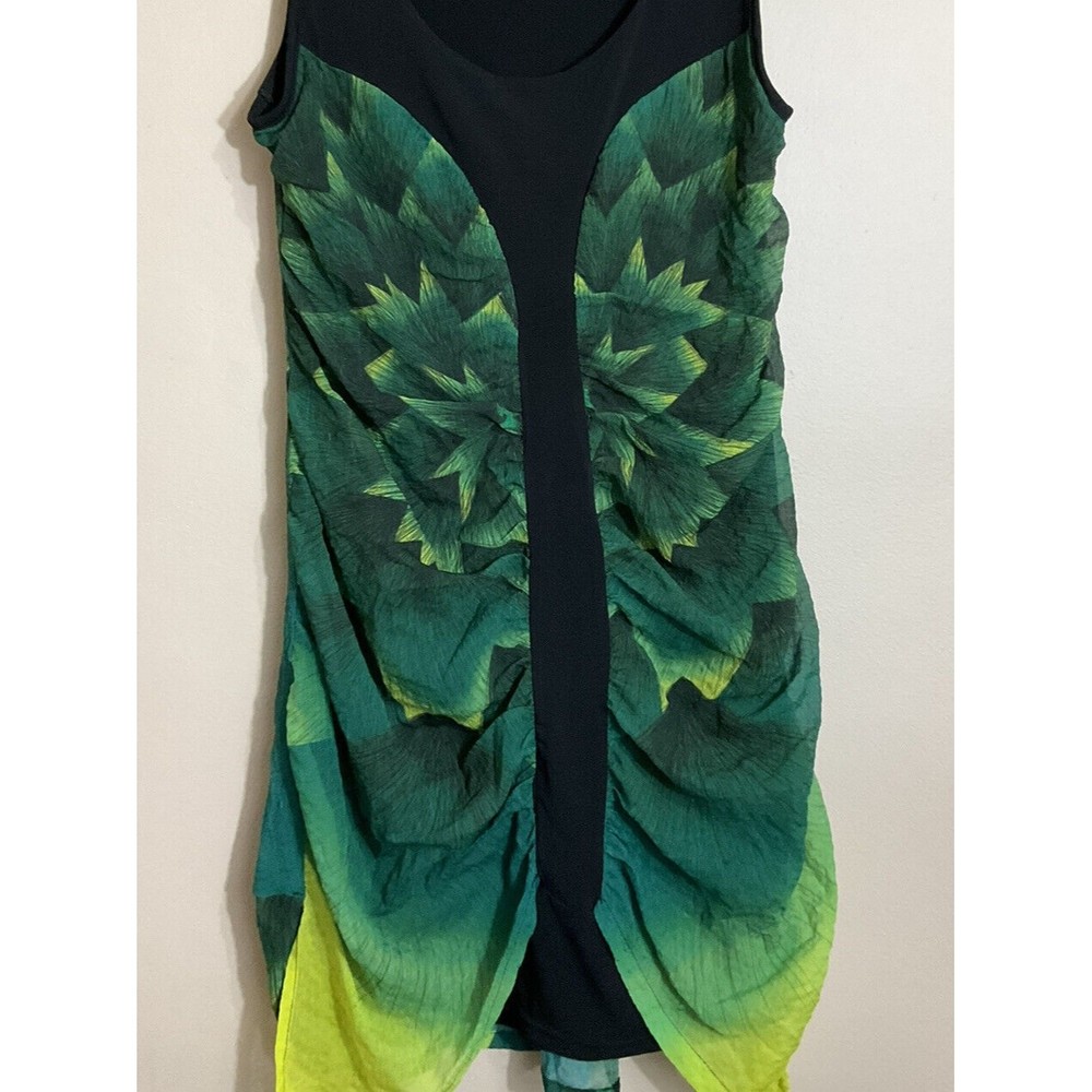 2026 Deux Mille Vingt Six Womens Midi Dress Size 1/Small Black Green Colorful - Picture 2 of 7